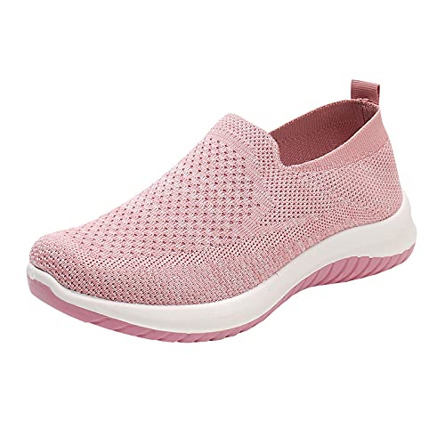 Stilvoll Damen Einfarbige Turnschuhe mit dicker Sohle Turnschuhe Atmungsaktive Laufschuhe Freizeitschuhe Straße Walking Schuhe Fitness Jogging Sommer Frühling Höhenverstellbare Schuhe (Pink, 37) von BSWFA