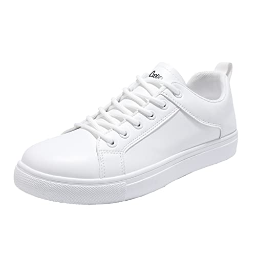 Stilvoll Herren Segeltuchschuhe Mesh Fitnessschuhe Leicht Atmungsaktiv Wanderschuhe Retro Hundert Flut Schuhe Freizeitschuhe Trekkingschuhe Absatz flache Traillaufschuhe Straßenlaufschuhe (White, 43) von BSWFA