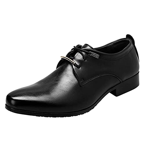 Taktische Schuhe Herren Atmungsaktive Bequeme Business-Schnürschuhe für die Arbeit, Freizeit, einfarbige Lederschuhe für Herren Schuhe Herren Beste (46, Schwarz) von BSWFA