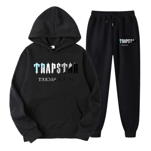 BTBDYDH Y2k Hoodie Trapstar Jogginganzug für Herren Lose Hoodies Tracksuit Y2K für Herren Unisex Hip Hop Trainingsanzüge für Männer Lässig Oberteile und Sportanzug Trapstar Anzug 03-Schwarz S von BTBDYDH