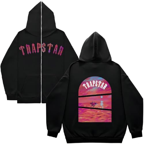 Sportanzug Trapstar Anzug Herren 2-teilig Trapstar Jogginganzug Herbst Trapstar Logo Trainingsanzug Sportanzug Leichte Tracksuit Unisex Jogging Anzug Set mit Hoodie und Hose Hoodie y2k 01-Schwarz L von BTBDYDH