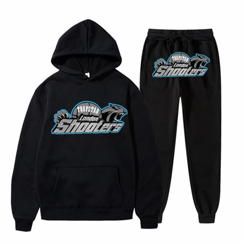 Traningsanzuganzug Herren Unisex Trapstar Jogginganzug für Herren Lose Hoodies Tracksuit Y2K für Herren Hip Hop Trainingsanzüge für Männer Sportanzug 2 Stück Anzug Set Trapstar Anzug 02-Schwarz L von BTBDYDH