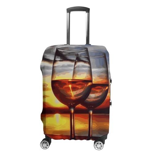 BTCOWZRV Gepäckabdeckung, Sonnenuntergang, Weinglas, Kofferabdeckung, waschbar, kratzfest, Gepäckabdeckung, Koffer, Anti-Schmutz-Abdeckungen für Reisen, passend für 45,7 - 81,3 cm Kofferraum, Stil:, M BTCOWZRV Gepäckabdeckung, Sonnenuntergang, Weinglas, Kofferabdeckung, waschbar, kratzfest, Gepäckabdeckung, Koffer, Anti-Schmutz-Abdeckungen für Reisen, passend für 45,7 - 81,3 cm Kofferraum, Stil:, M von BTCOWZRV