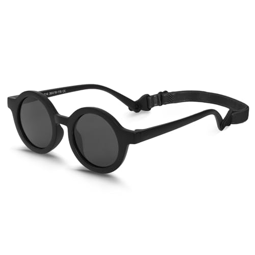 BTHRORO Kinder Sonnenbrille für Jungen und Mädchen, Niedliche UV400 Schutz Polarisierte Sonnenbrille Runde Baby Sonnenbrille mit Verstellbar Gurt für 0-2 Jahre BTHRORO Kinder Sonnenbrille für Jungen und Mädchen, Niedliche UV400 Schutz Polarisierte Sonnenbrille Runde Baby Sonnenbrille mit Verstellbar Gurt für 0-2 Jahre von BTHRORO