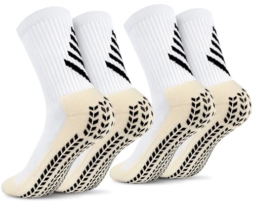 BTNEEU 2 Paar Rutschfeste Fußballsocken Herren Basketballsocken Anti Rutsch Sportsocken Atmungsaktive Athletic Socken Laufsocken Grip Fußballsocken Wandersocken für Damen von BTNEEU