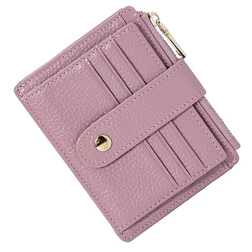 BTNEEU Kreditkartenetui Damen Echtes Leder Geldbörse Klein RFID Schutz Kartenetui mit Münzfach Herren Geldbeutel Mini Portemonnaie Visitenkartenetui Slim Card Holder mit 9 Kartenfächer (Pink) von BTNEEU