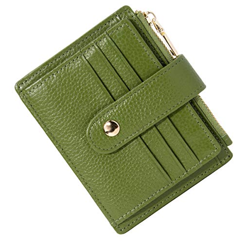 BTNEEU Kreditkartenetui Damen Echtes Leder Geldbörse Klein RFID Schutz Kartenetui mit Münzfach Herren Geldbeutel Mini Portemonnaie Visitenkartenetui Slim Card Holder mit 9 Kartenfächer (Green) von BTNEEU