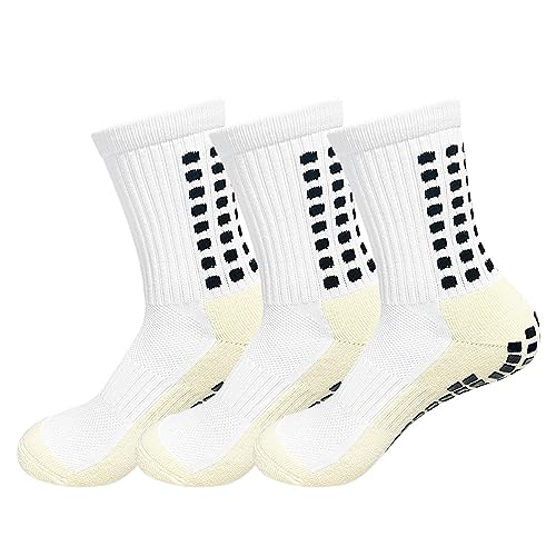 BTkviseQat Fußball socken,Fußballsocken für Herren Damen, Grip socken fussballSportsocken Fußball Anti Rutsch Grip Fußball Socken 39-45 Rutschfeste Sportsocken für Fussball Basketball Laufen,3 Paar von BTkviseQat