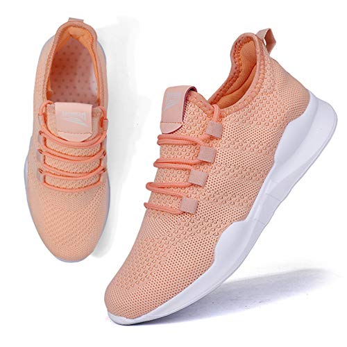 BUBUDENG Damen Sneakers Turnschuhe Sportschuhe Freizeitschuhe Atmungsaktiv Laufschuhe Straßenlaufschuhe Sneaker Fitness Gym Walkingschuhe Rosa,EU 36 von BUBUDENG