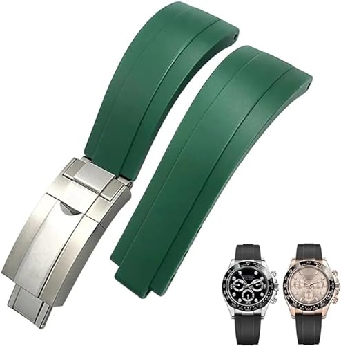 BUDAY Gummi-Armband mit kurzer Schnalle, 20 mm, 21 mm, passend für Rolex Daytona Submariner Role Oysterflex Yacht Master, kleines Handgelenk, Silikon, 21 mm, Achat von BUDAY