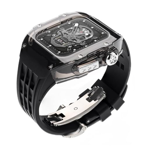 BUDAY Transparentes Uhrengehäuse und Gummi-Uhrenarmband im RM-Stil, Modifikationsset, für Apple Watch Serie 8, 7, 6, 5, 4, SE, 45 mm, 44 mm, Ultra, 49 mm, DIY-Upgrade, 44MM, Achat von BUDAY