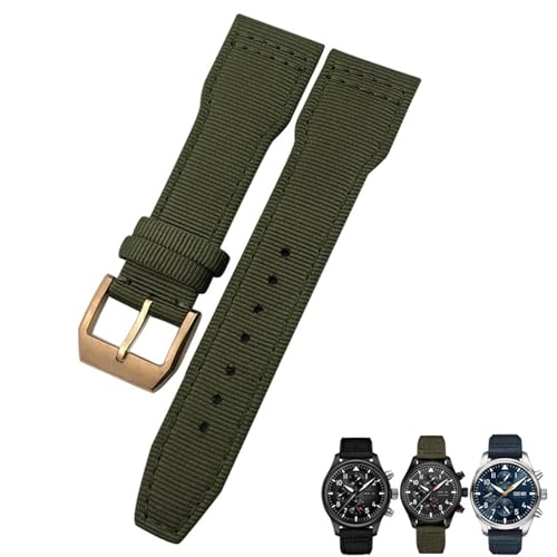 BUDAY Uhrenarmband aus Nylongewebe, 22 mm, 21 mm, geeignet für IWC Big Pilot IIW388002 Spitfire Uhrenarmband, grünes Segeltuch, Top Gun Sportarmbänder, 20 mm, Achat von BUDAY