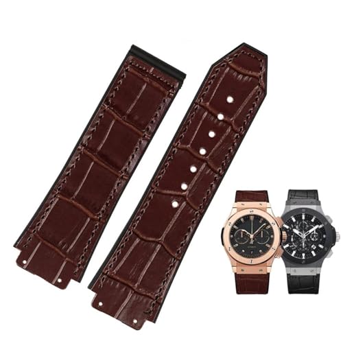 BUDAY Uhrenarmband aus echtem Rindsleder, Braun, Schwarz, 26 x 19 mm, für Hublot-Armband, Big Bang, Edelstahl-Schnalle, 26-19mm, Achat von BUDAY