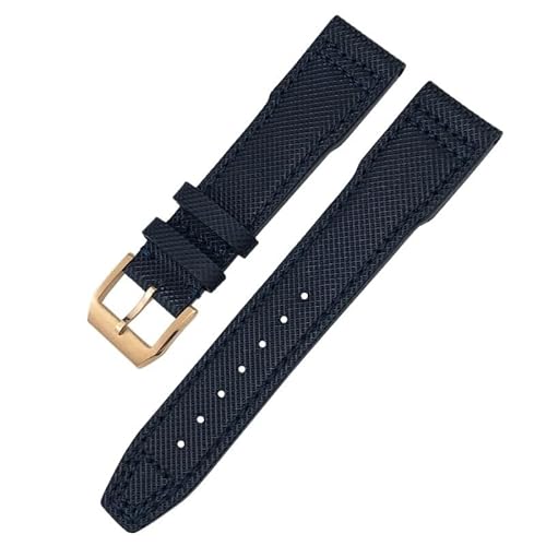 BUDAY Uhrenarmband aus hochdichtem Nylon-Rindsleder, 20 mm, 21 mm, Echtleder, Prägung, grün-blau, Ersatzarmband für IWC-Pilot-Serie, 21 mm, Achat von BUDAY