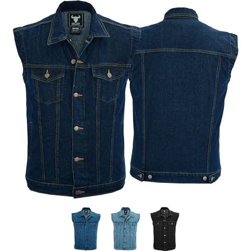 BULLDT Herren Motorradweste Jeansweste Motorrad Kutte Denimweste Bikerweste - Stylische Biker Trucker Weste mit Kragen – Vintage & Klassischer Lifestyle aus 100 % Baumwolle Dunkelblau - 52 BULLDT Herren Motorradweste Jeansweste Motorrad Kutte Denimweste Bikerweste - Stylische Biker Trucker Weste mit Kragen – Vintage & Klassischer Lifestyle aus 100 % Baumwolle Dunkelblau - 52 von BULLDT