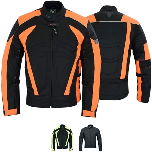 BULLDT Motorradjacke Herren Cordura Textilien kurze Jacke mit Protektoren Orange - 58 von BULLDT