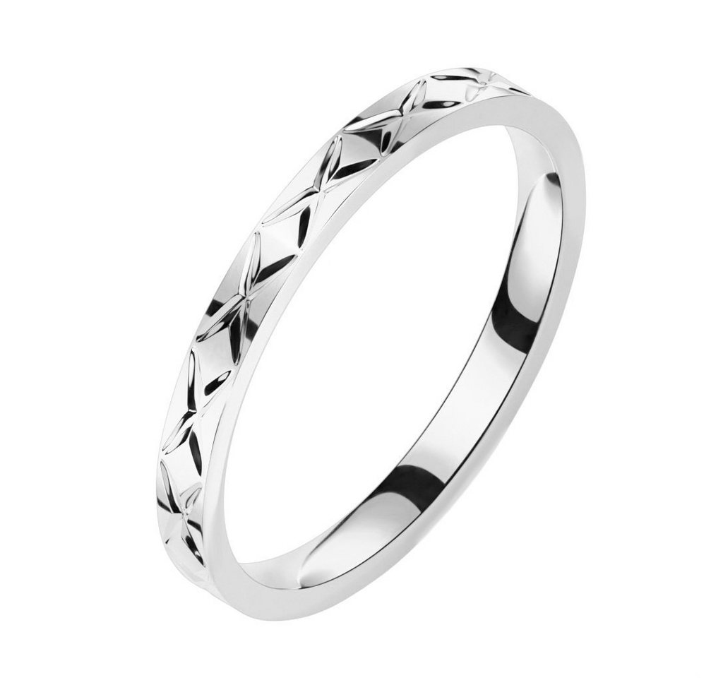 BUNGSA Partnerring Ring X-Cut Design Silber aus Edelstahl Damen (Ring, 1-tlg), Frauen Mädchen von BUNGSA