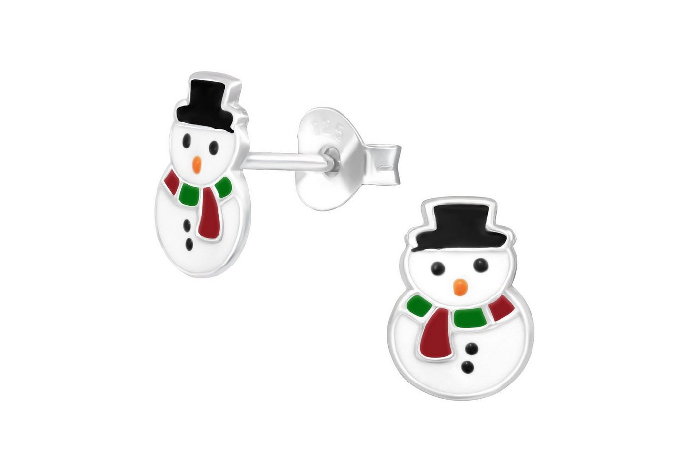 BUNGSA Ohrring-Set Ohrstecker Schneemann 925 Silber Kinder (1 Paar (2 Stück) von BUNGSA