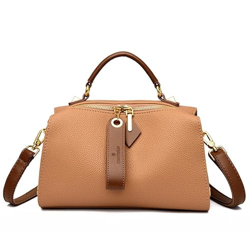 BUPEI Massive Leder-Umhängetasche for Damenhandtasche, Designer for Damen-Messenger-Handtasche (Color : Khaki, Size : 25cm 8cm 15cm) von BUPEI