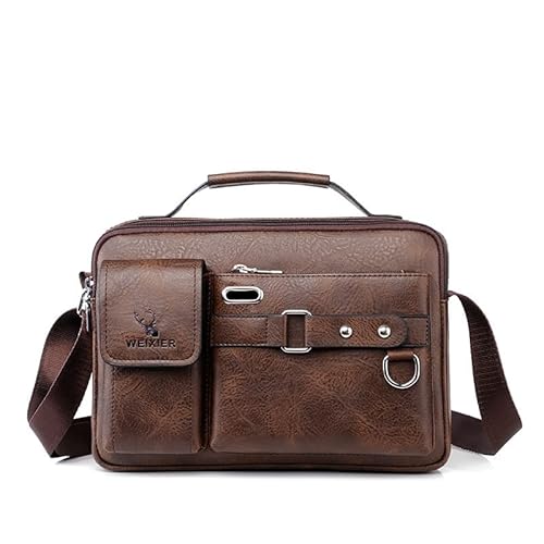 Einzelne Umhängetasche, Herren-Umhängetasche, Business-Mode, Business-Tasche, Umhängetasche (Color : Dark Brown) von BUPEI