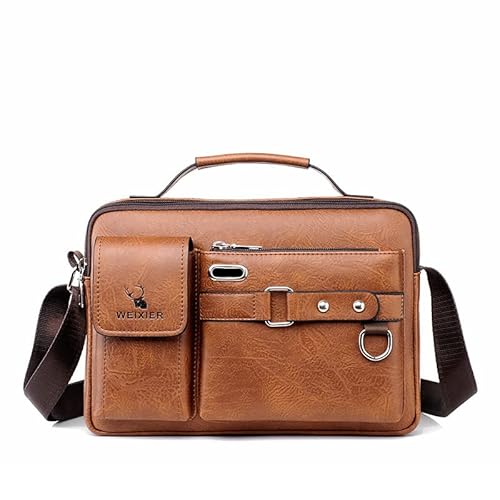 Einzelne Umhängetasche, Herren-Umhängetasche, Business-Mode, Business-Tasche, Umhängetasche (Color : Light Brown) von BUPEI