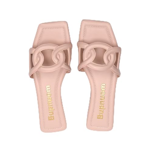 BUPNUOM Einzigartige Hausschuhe mit Schweinennase, flache rutschfeste Sandalen, Pink, 35.5 EU von BUPNUOM