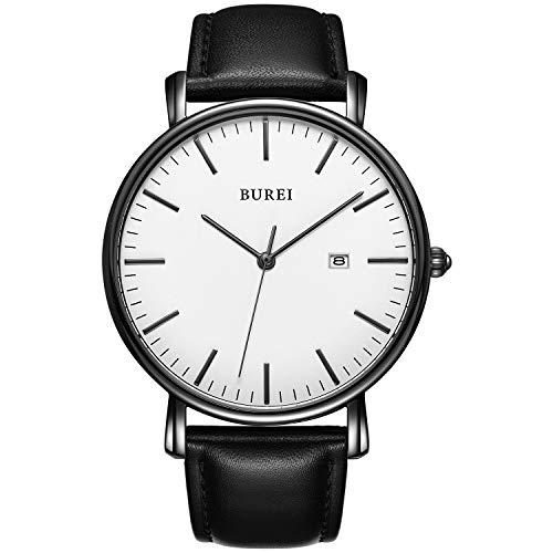 BUREI Herren Uhren Ultra Dünne Minimalistische Quarzuhr mit Datumsanzeige für Damen und Herren Classic Design Geschenke für Männer von BUREI