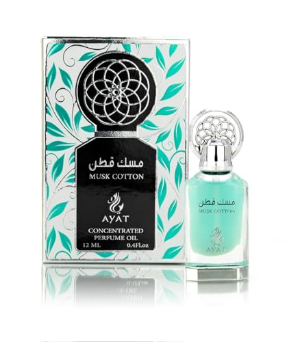 Ayat Perfumes - Parfümöl 12 ml von Dubai | Halal Moschus für Frauen und Männer ohne Alkohol | Arabisches Parfüm Attar Hergestellt und entworfen in Dubai (Cotton Musk) von BUSINESS SQUARE BS