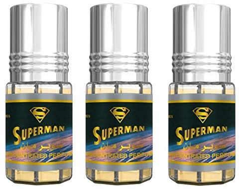 Duftöl Superman, 3 ml – arabisches Oud, 100 % alkoholfreies Öl, Moschus, Halal, für Damen und Herren, Attar, langanhaltend, Roll-on-Flasche, Hinweise: scharf, frisch, Oud, holzig von BUSINESS SQUARE BS