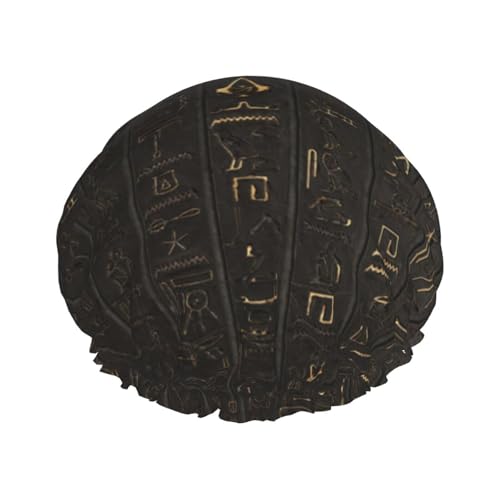Antike ägyptische Hieroglyphe Duschhaube mit elastischer, wasserdichter Duschhaube, doppellagig, wiederverwendbar, Ohrenschützer für Männer, Frauen und Frauen von BUULOO