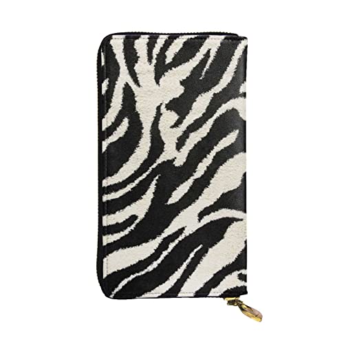 Echtes Leder Lange große Kapazität Herren Damen Zebra Tier Reißverschluss Geldbörsen Kann als Geschenk, Kartenetui, Clutches, Einteilige Polierte Oberfläche, Mehrfarbig Druckmuster, Zebra Tier, Einheitsgröße von BUULOO