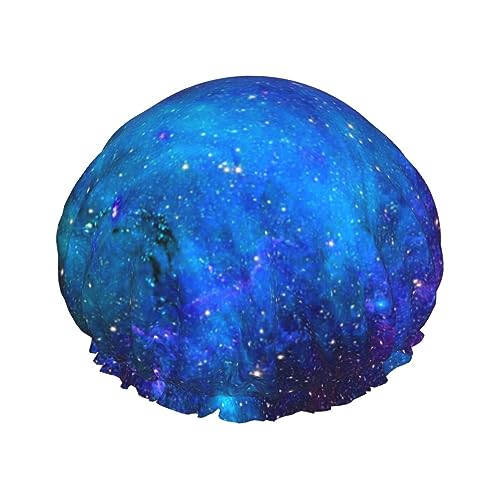 Galaxy Duschhaube mit elastischer, wasserdichter Duschhaube, doppellagig, wiederverwendbar, Ohrenschützer für Männer, Frauen und Frauen von BUULOO