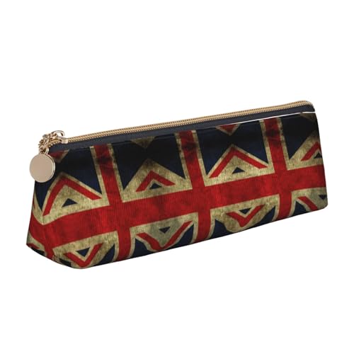 Leder Stift und Bleistift Angelköder Fall, niedliches schlankes Stifteetui, niedliche Schreibwaren-Tasche, tragbare Kosmetiktasche, Reißverschluss-Tasche., Union Jack Design, Einheitsgröße, Lässiger von BUULOO