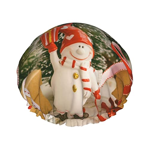 Weihnachtsbaum-Kugelsterne Duschhaube mit elastischer, wasserdichter Duschhaube, doppellagig, wiederverwendbar, Ohrenschützer für Männer, Frauen und Frauen von BUULOO