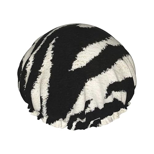 Zebra Tier Duschhaube mit elastischem, wasserdichtem Duschhaube, doppellagig, wiederverwendbar, Ohrenschützer für Männer, Frauen und Frauen von BUULOO