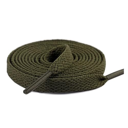 BUUV 1 Paar 26 Farben 8mm flache Schnürsenkel for Sneakers Weiß Schwarz Rosa Schnürsenkel Nylon Schnürsenkel for Kinder und Erwachsene Weiche Schnürsenkel (Color : Army Green, Size : 100cm) von BUUV