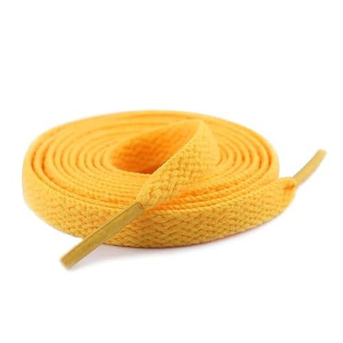 BUUV 1 Paar 26 Farben 8mm flache Schnürsenkel for Sneakers Weiß Schwarz Rosa Schnürsenkel Nylon Schnürsenkel for Kinder und Erwachsene Weiche Schnürsenkel (Color : Golden Yellow, Size : 100cm) von BUUV