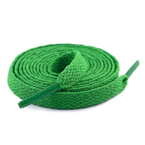 BUUV 1 Paar 26 Farben 8mm flache Schnürsenkel for Sneakers Weiß Schwarz Rosa Schnürsenkel Nylon Schnürsenkel for Kinder und Erwachsene Weiche Schnürsenkel (Color : Green, Size : 100cm) von BUUV