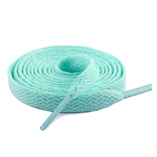 BUUV 1 Paar 26 Farben 8mm flache Schnürsenkel for Sneakers Weiß Schwarz Rosa Schnürsenkel Nylon Schnürsenkel for Kinder und Erwachsene Weiche Schnürsenkel (Color : Mint Green, Size : 120cm) von BUUV