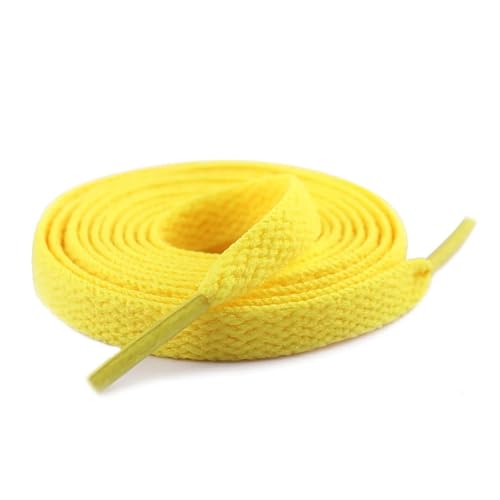 BUUV 1 Paar 26 Farben 8mm flache Schnürsenkel for Sneakers Weiß Schwarz Rosa Schnürsenkel Nylon Schnürsenkel for Kinder und Erwachsene Weiche Schnürsenkel (Color : Yellow, Size : 120cm) von BUUV