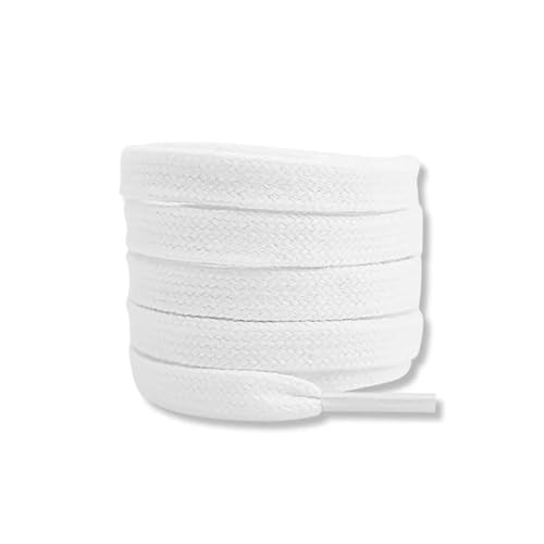 BUUV Flache Baumwollschnürsenkel for Turnschuhe Schnürsenkel High-Top-Canvas-Freizeitschnürsenkel Keine Elastizität Schnürsenkel Männer Frauen (Color : White, Size : 100cm) von BUUV