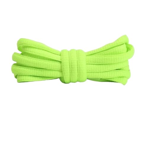 BUUV Sport-Schnürsenkel for Herren und Damen, Farbe, flach, halbrund, geeignet for alle Schuhe, runde Schnürsenkel, 23 Farben, 1 Paar (Color : Fluorescent green, Size : 100cm) von BUUV