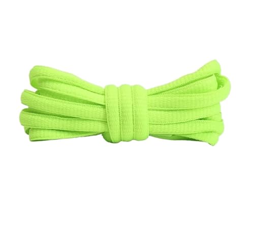 BUUV Sport-Schnürsenkel for Herren und Damen, Farbe, flach, halbrund, geeignet for alle Schuhe, runde Schnürsenkel, 23 Farben, 1 Paar (Color : Fluorescent green, Size : 140cm) von BUUV