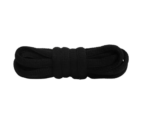 Sport-Schnürsenkel for Herren und Damen, Farbe, flach, halbrund, geeignet for alle Schuhe, runde Schnürsenkel, 23 Farben, 1 Paar (Color : Black, Size : 120cm) von BUUV