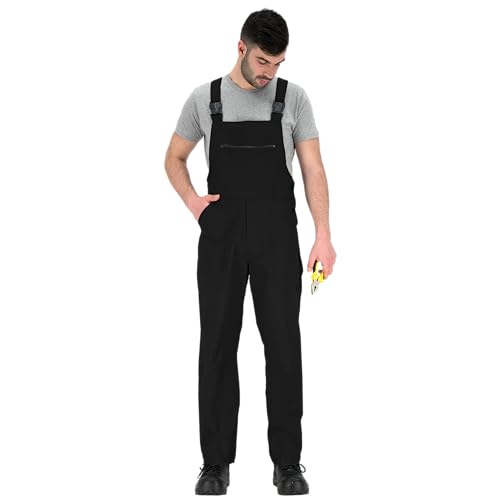 BWOLF Latzhose Herren Arbeitshose Schutz-Latzhose Alle Jahreszeiten Arbeits-Latzhose Herren (Schwarz, M) von BWOLF