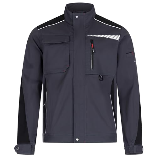 BWOLF Daytona Arbeitsjacke Herren Stretch Arbeitsjacken Herren Arbeitskleidung Männer mit Spandex und vielen Taschen (DE/NL/SE/PL, Alphanumerisch, S, Regular, Regular, Grau/Schwarz) von BWOLF