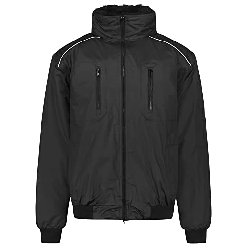 BWOLF PILOT Outdoor Jacken für Männer Pilotenjacke Herren Arbeitsjacke Herren Winter Wasserdichte Winddichte Winterjacke Arbeitsjacke Warme Schwarz XXL von BWOLF