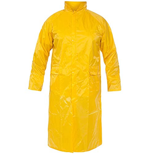 BWOLF POSEIDON Arbeitsmantel Regenmantel Herren Regenmantel Wasserdichte Lange Regenjacke Outdoor Wiederverwendbare Regenbekleidung mit Kapuze (Gelb, 2XL) von BWOLF