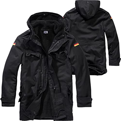 BWuM BUNDESWEHR PARKA MIT FUTTER & FLAGGEN BW FELDPARKA BORDPARKA WINTERJACKE, Größe:48 (M), Farbe:Schwarz von BWuM