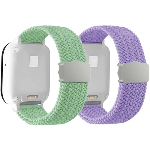 Geflochtenes Solo-Loop-Armband, kompatibel mit Gizmo Watch 3/2/1, Gabb Watch 3/2/1, SyncUP Uhrenarmband für Kinder, weiches, verstellbares, elastisches, dehnbares Nylonband mit starker Magnetschnalle von BXKM